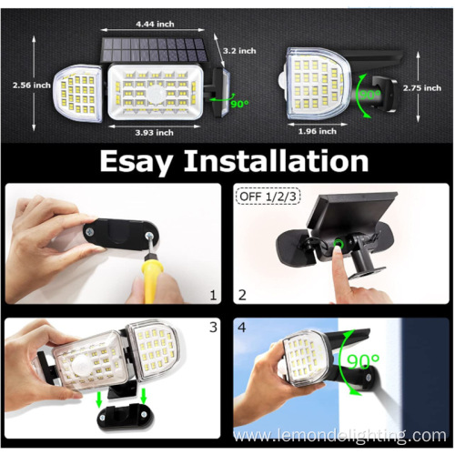 164 LED Security Lamparas Solar Sensor Wall Light